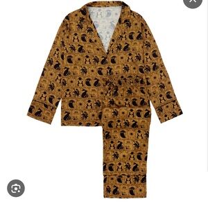Elegant Tan Patterned Women's Pajama Set